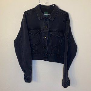 Black cropped denim jacket